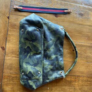 Camo Handbag with Red-Navy Twill Shoulder Strap Set
